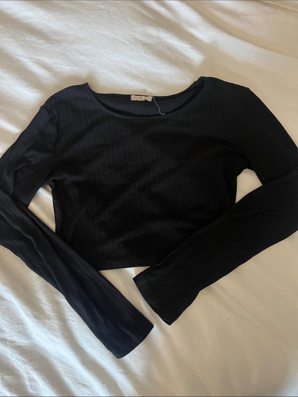 Ardene Black Long-Sleeve Ribbed Crop Top